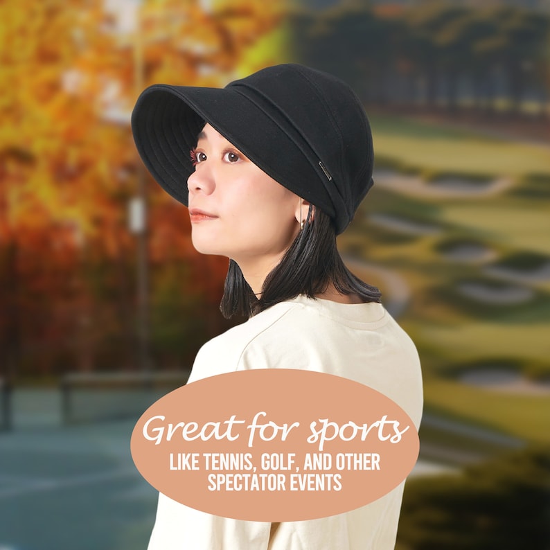 Puede incluir: Un sombrero de sol negro de ala ancha con un ala abatible. El sombrero est&aacute; hecho de una tela suave y c&oacute;moda y tiene un dise&ntilde;o simple y elegante. Ideal para deportes como el tenis, el golf y otros eventos deportivos.