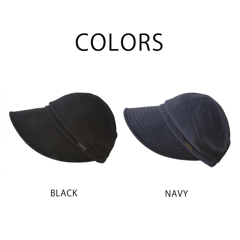 Puede incluir: Dos sombreros para mujer, uno negro y otro azul marino, con un ala ancha y una corona peque&ntilde;a. Los sombreros est&aacute;n hechos de una tela suave y c&oacute;moda y tienen un dise&ntilde;o simple y elegante.