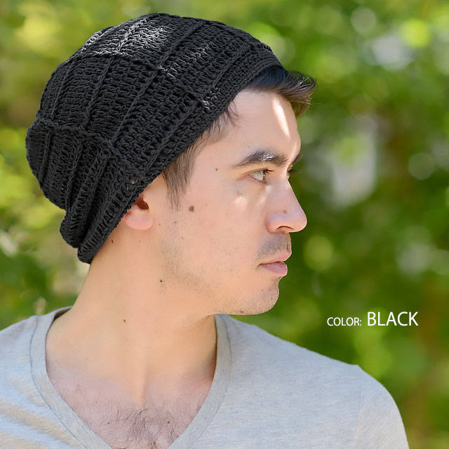 Summer Beanie, Hand Made Crochet Hat, Slouchy Knit for Men