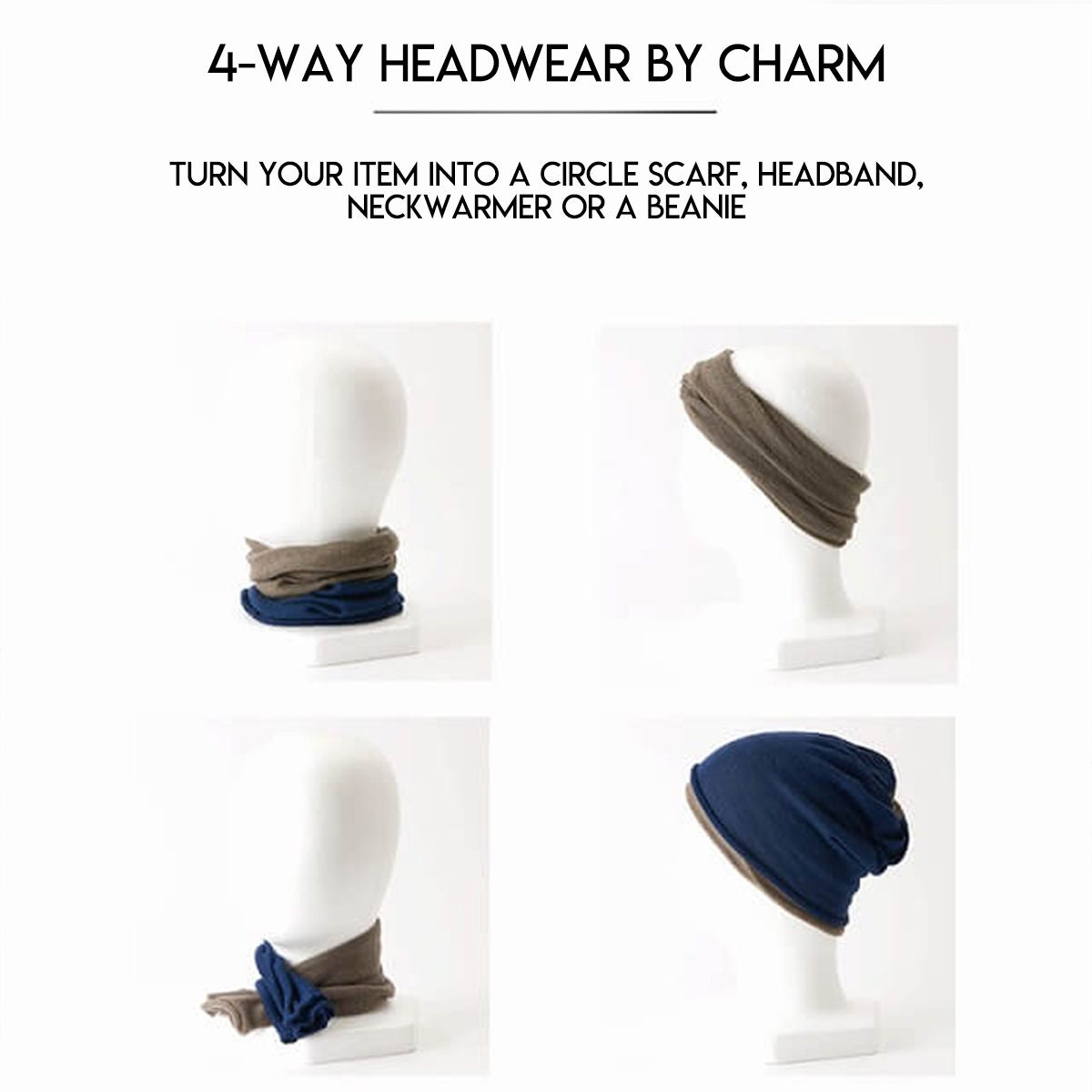 CHARM Mens Summer Linen Beanie Headband - Womens Neck Gaiter Ear Warmer Headwrap Beige
