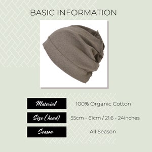 Chemo Headwear 100% Organic Cotton Slouchy Beanie, Soft Medical Hat for Sensitive Skin image 8