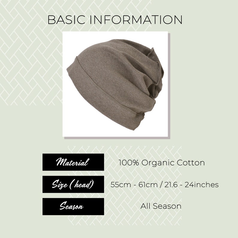 Chemo Headwear 100% Organic Cotton Slouchy Beanie, Soft Medical Hat for Sensitive Skin image 8