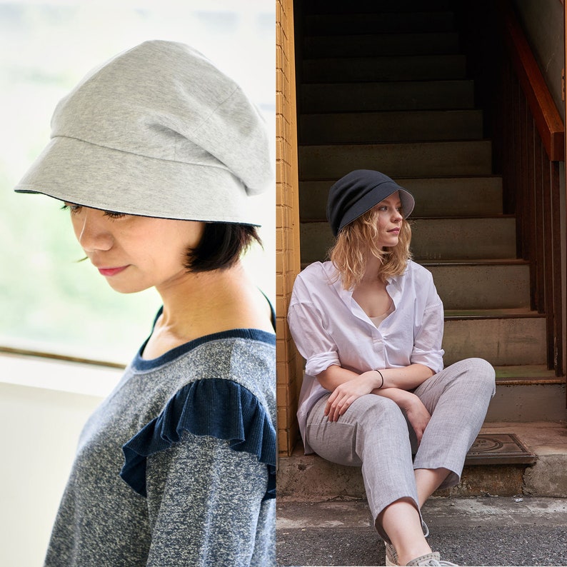 Organic Summer Hats Women, 100% Organic Cotton Chemo Headwear for Summer, Cloche Hat, Sun Hat Newsboy, Wide Brim Hat, Sunhat, Korean Fashion image 5