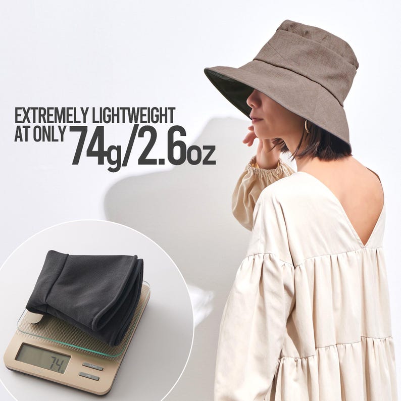 Womens Sun Hat, 99.99% UV Cut, Beach Hat, Cooling Moisture Absorbent, Packable, Large Wide Brim, Japanese Fashion, Foldable Garden Bonnet image 6