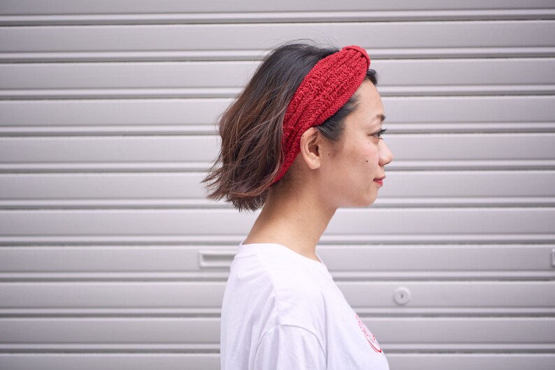 100% Cotton Headband, Yoga Headband, Top Knot, Womens Headband, Boho Turban, Mens Head Band, Large Wide, Korean Fashion, Chemo Headscarf Red