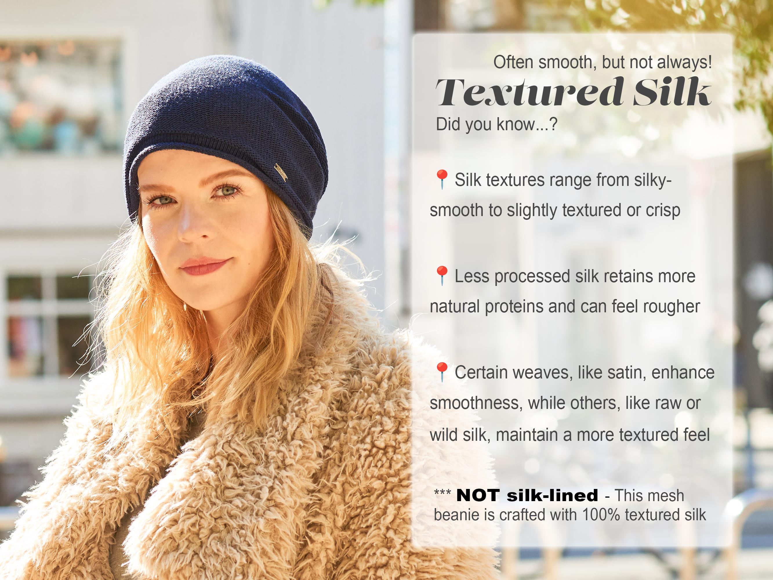 100% Silk, Slouch Hat, Chemo Headwear, Slouchy Beanie