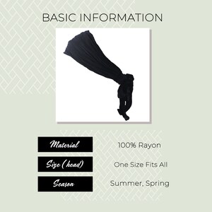May include: Black rayon headband with a knotted design. The headband is made of 100% rayon and is one size fits all. It is suitable for summer and spring.