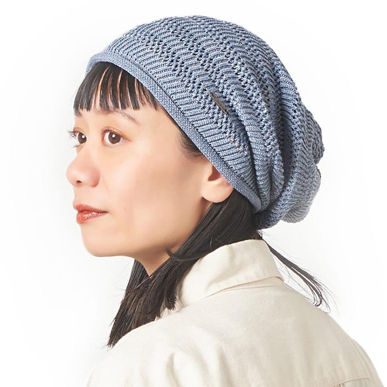 100% Linen Summer Beanie, Seamless Breathable Cap, Light Weight Slouchy Beanie. Made in JAPAN, Organic Chemo Hat, Anti-bacterial Material image 5