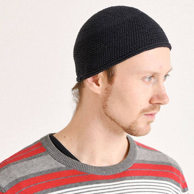 Cotton Skullcap Skull Cap Knit Beanie Cap Hand Made Cotton Etsy