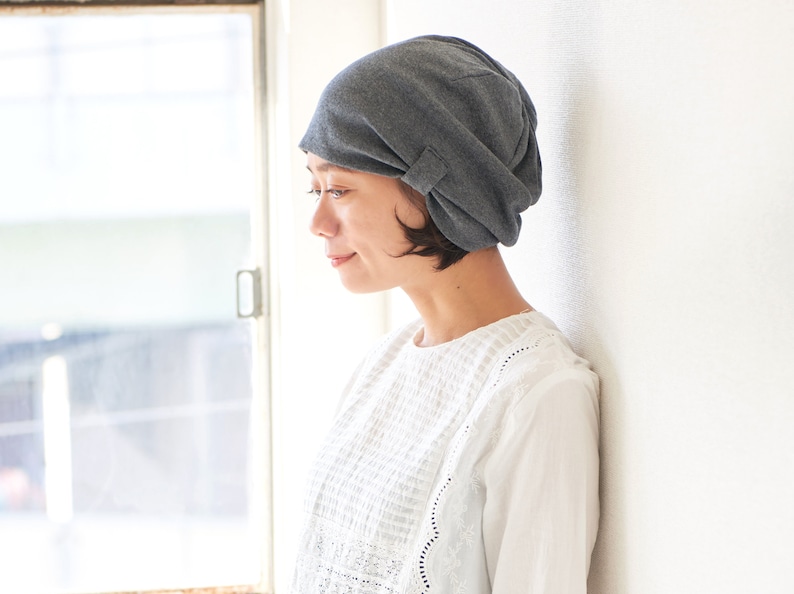 100% Organic Cotton Slouchy Beanie, Womens Mens Summer Beanie, Chemo Headwear, MADE in JAPAN, Sleeping Night Cap, Boho Handmade Fashion Hat image 1