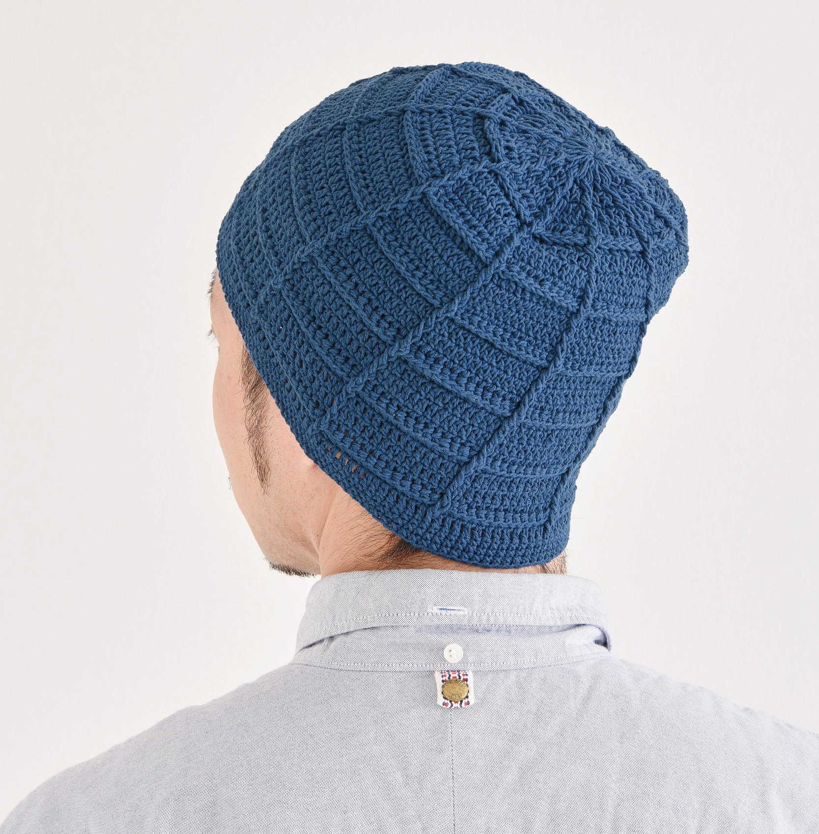 Summer Beanie, Hand Made Crochet Hat, Slouchy Knit for Men