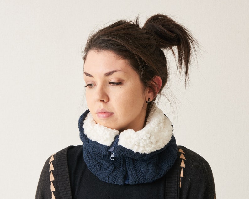 Neck Warmer With Zipper for Men And Women Knit Fleece Etsy