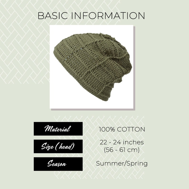 Summer Beanie, Hand Made Crochet Hat, Slouchy Knit for Men & Women, Women's Summer Hat, Hipster Beanie, Chemo Hat image 9
