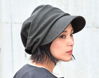 Organic Cotton Newsboy Flat Cap, Womens Winter Hat, Mens Oversized Slouch Hat, Scally Cap, Chemo Hat, Baker Boy Cap