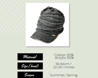 Summer Beanie Knit Hat, Mens Slouchy Hat, Womens Beanie Hat  display picture 2