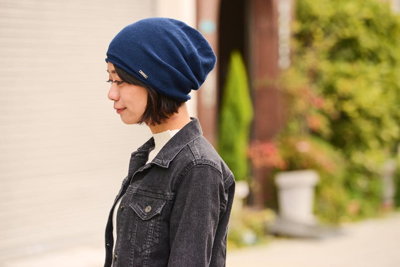 100% Organic Cotton Slouchy Beanie, Seamless Slouch Hat, Made in JAPAN, Japanese Korean Fashion, Chemo Hat, Hypoallergenic, Men & Women image 7