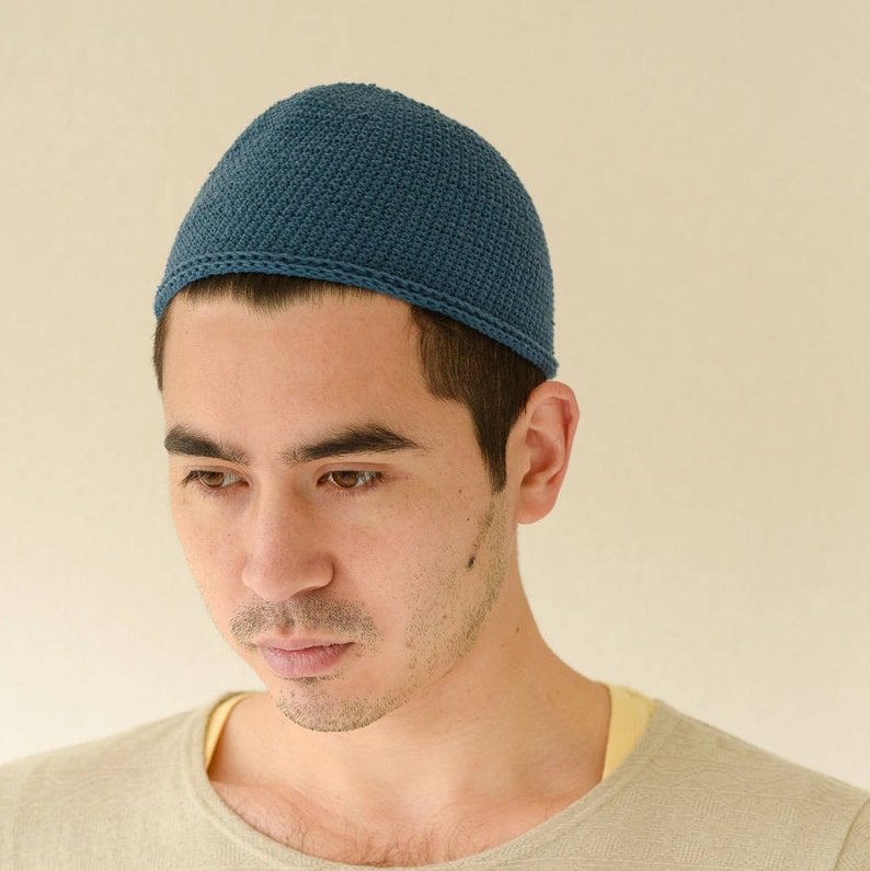 Cotton Skullcap Skull Cap Knit Beanie Cap Hand Made Cotton Etsy UK