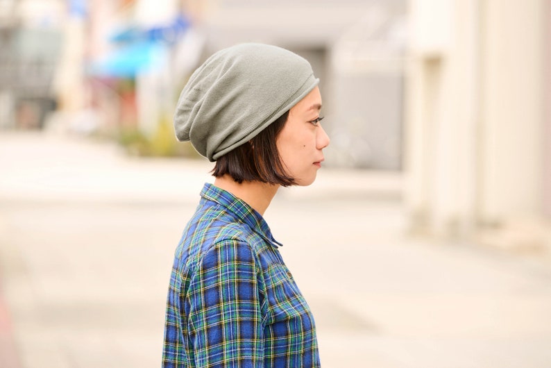 100% Organic Cotton Slouchy Beanie, Seamless Slouch Hat, Made in JAPAN, Japanese Korean Fashion, Chemo Hat, Hypoallergenic, Men & Women image 1