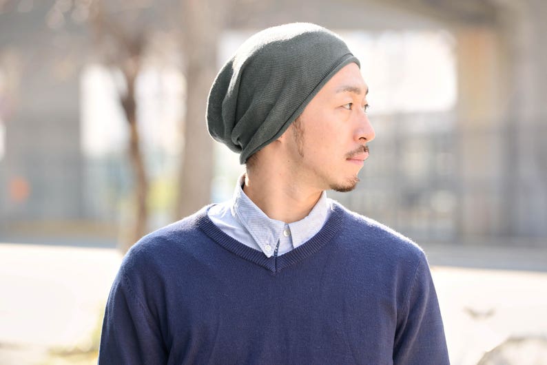 100% Organic Cotton Slouchy Beanie, Seamless Slouch Hat, Made in JAPAN, Japanese Korean Fashion, Chemo Hat, Hypoallergenic, Men & Women image 6