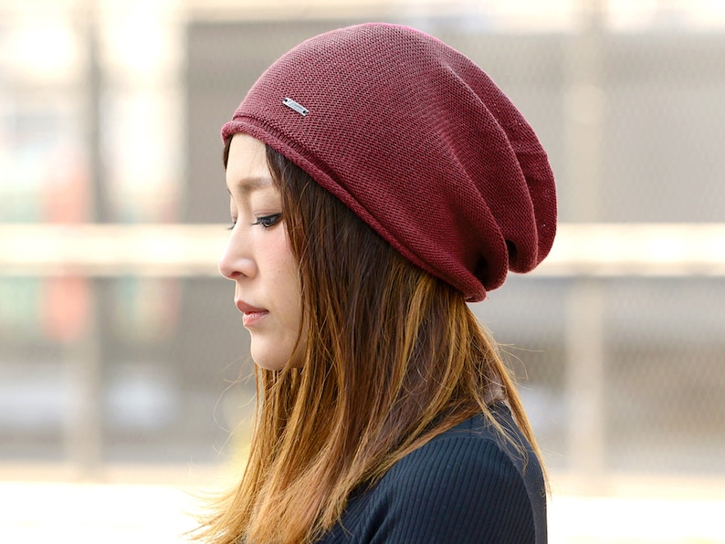 100% Silk, Slouch Hat, Chemo Headwear, Slouchy Beanie, Techwear, Cyberpunk Clothing, Summer Beanie, Korean Fashion, Men's Women's hat image 3