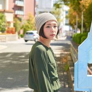 100% Linen Summer Beanie, Seamless Breathable Cap, Light Weight Slouchy Beanie. Made in JAPAN, Organic Chemo Hat, Anti-bacterial Material image 8