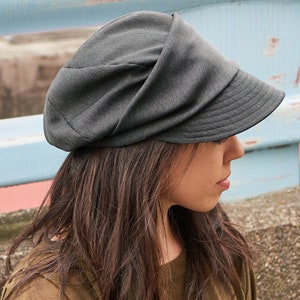 Organic Cotton Newsboy Flat Cap, Womens Summer Hat, Mens Oversized Slouch Hat, Scally Cap, Chemo Hat, Baker Boy Cap image 3