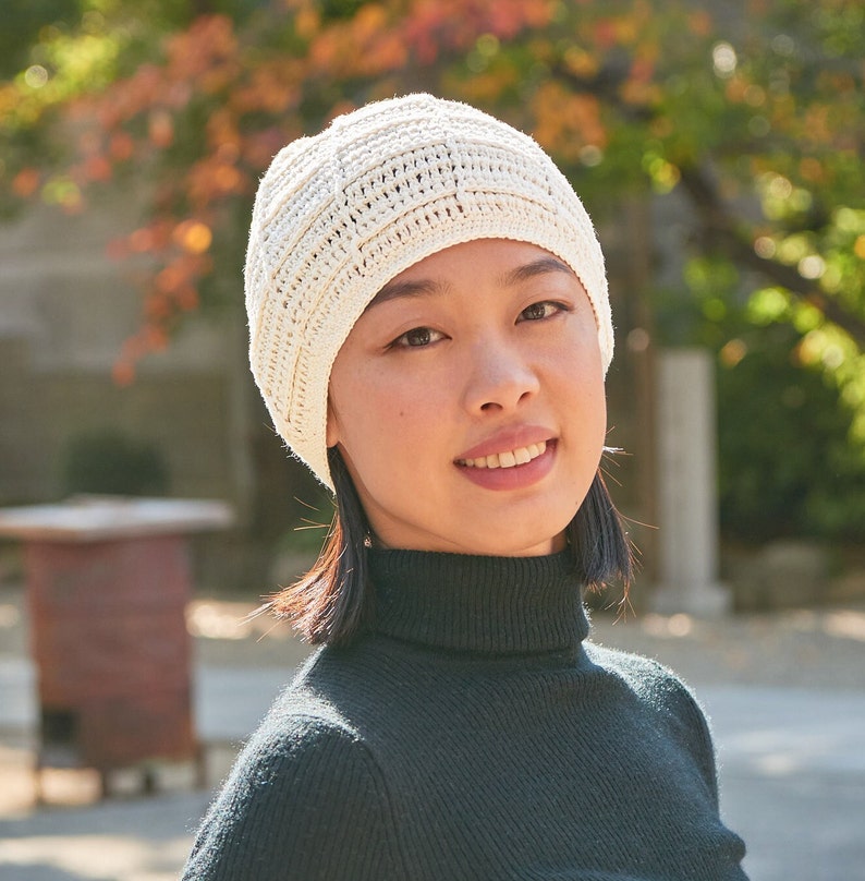 Summer Beanie, Hand Made Crochet Hat, Slouchy Knit for Men & Women, Women's Summer Hat, Hipster Beanie, Chemo Hat image 4