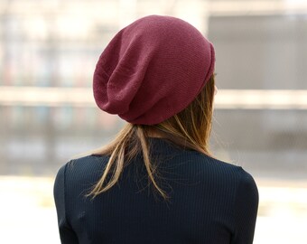 100% Silk, Slouch Hat, Chemo Headwear, Slouchy Beanie