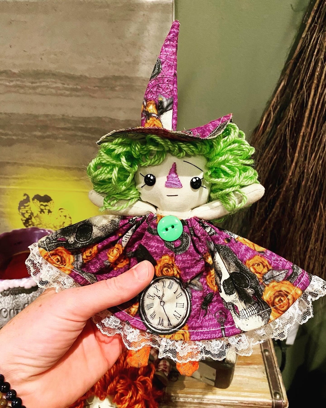 Halloween Witch Doll Halloween Decor Primitive Raggedy Ann Etsy