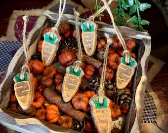 Salt Dough Carrot Ornaments – Set of 12 Mini Carrots – Handmade Easter Tree Ornaments – Rustic Spring Decor – Farmhouse Easter Primitives