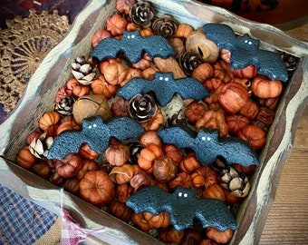 Set of 20 Scented Bats, Wax Dipped Salt Dough, Bowl Filler, Potpourri, Primitive Decor