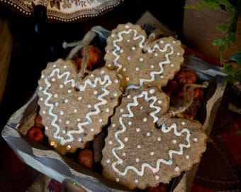 Large Salt Dough Heart Ornaments – Set of 3 | Rustic Valentine Decor | Handmade Farmhouse Hearts