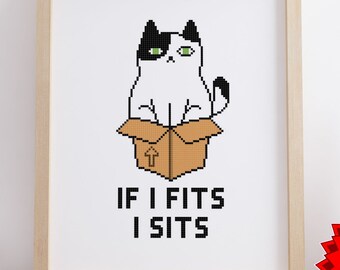 Si encajo, me siento gato patrón de punto de cruz