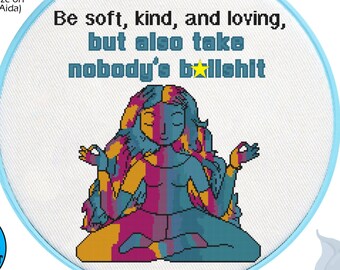 Mujer suave no toma el patrón de punto de cruz BS de nadie