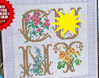 Patrón de punto de cruz subversivo en PDF, gráfico de bordado floral con palabrotas, artesanía moderna y profana.