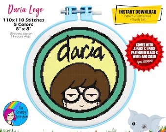 Patrón de punto de cruz con logotipo de Daria