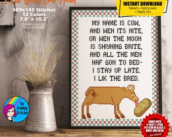Me gusta el patrón de punto de cruz del poema de vaca criada