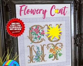 Patrón de punto de cruz subversivo Flowery C*nt