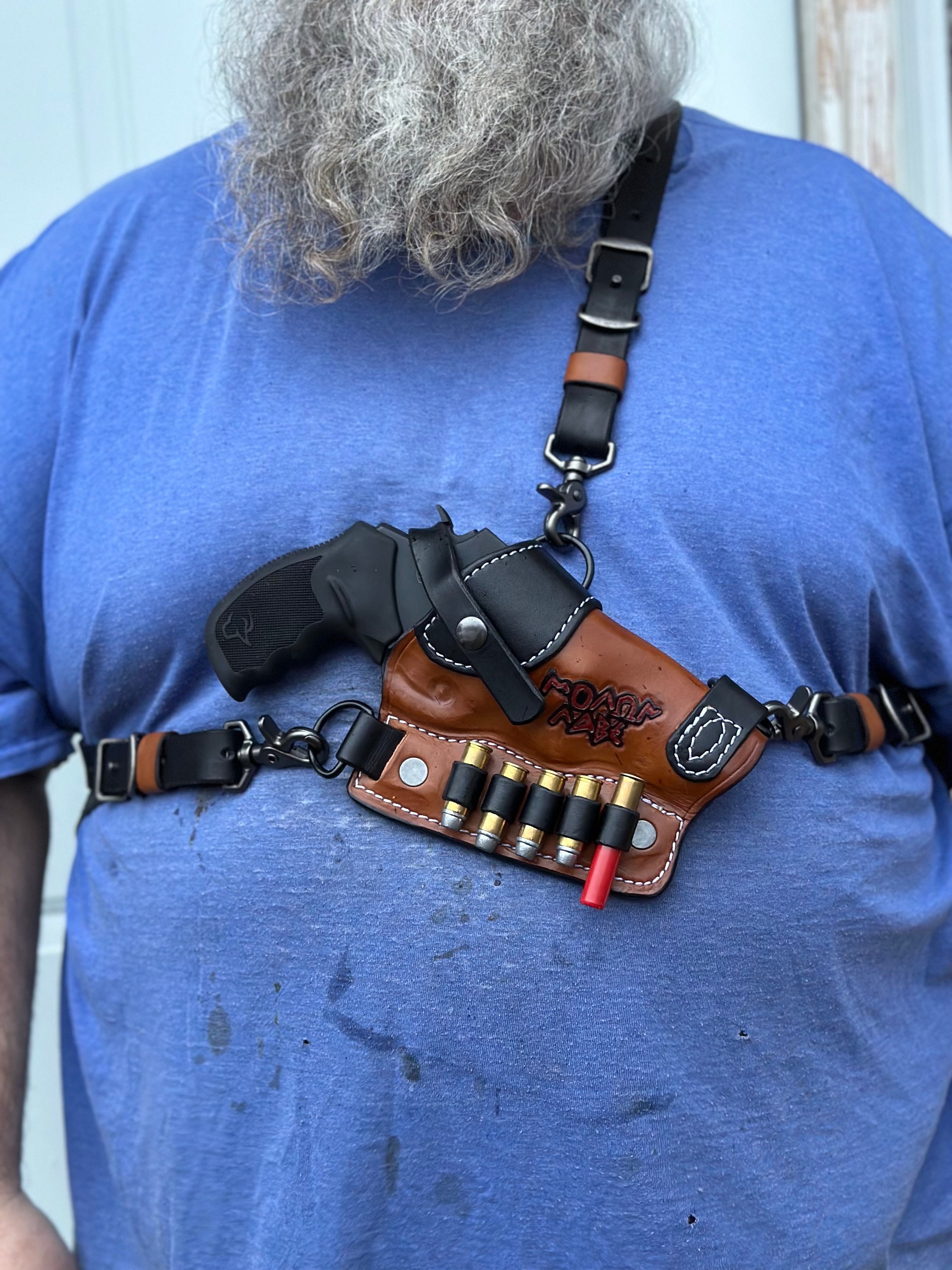 Leather Chest Holster - Leather Chest Rig - Revolver Chest Holster ...