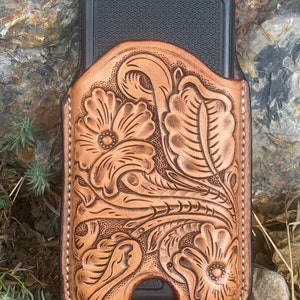 Leather Hand Tooled Cell Phone Case - Western Floral