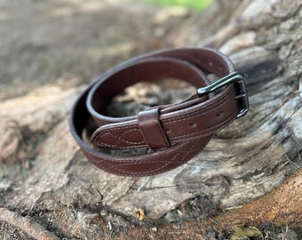 Leather Gunslinger Style Belt - Size 43 inch Leather Belt - READY TO SHIP