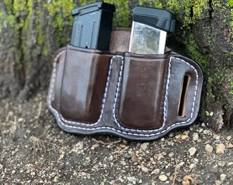 Double Mag Pouch for a Double Stack Magazine - Leather Mag Pouch - Hand Crafted Mag Pouch