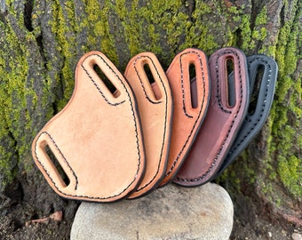 Universal Leather Knife Sheath - Sod Buster Jr, Opinel, Trapper, Swiss Army, Tinker, Utility Knife - Stocking Stuffer - Ready to ship