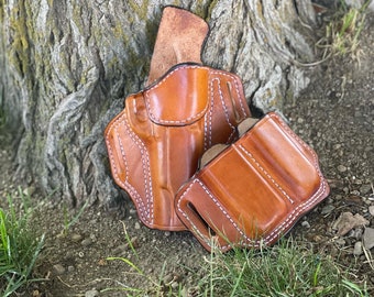 Custom Leather Holster & Mag Pouch Combo - Leather Holster - Mag Pouch