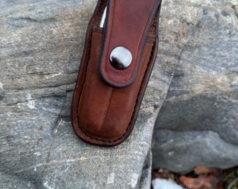 Vertical Leather Knife Sheath for a Leatherman Wave Plus or a Super Tool 300 - TOOL NOT INCLUDED