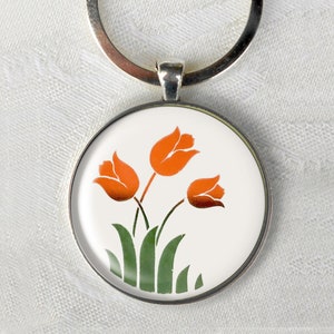 Fireking Vitrock Tulips Keychain, Tulips Keychain, Fireking Collector, Birthday Gift Ideas, Retro Jewelry, Retro Tulips Pendant