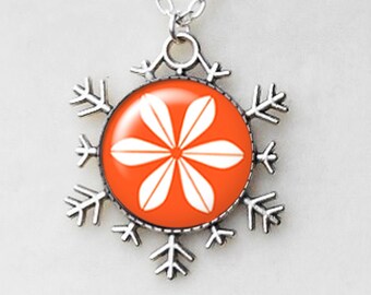 CathrineHolm Snowflake Necklace, Antique Silver Snowflake Necklace,  Red Cathrine Holm, Snowflake Pendants