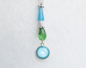 Pyrex Turquoise Daisy Charm Pendant Purse Charm Pyrex Necklace Vintage Pyrex May Birthday Ideas