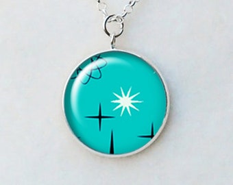 Atomic Starburst MCM Necklace, Layering Pieces, Turquoise Starburst Necklace