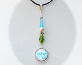Pyrex Blue Butterprint Charm Necklace Purse Charm Pyrex Necklace Vintage Pyrex Birthday Gift Ideas Retro Jewelry MCM Necklace